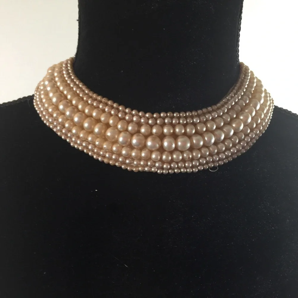 Vtg 50’s Faux Pearl Collar Glentex “Made in Japan”